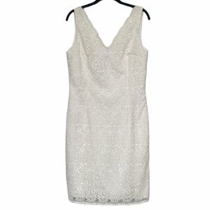 NWT Ann Taylor Lace Mid Length Dress Ivory Size 8